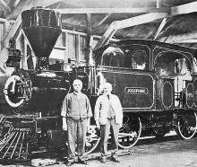 Mr William Ames (left), one of the early drivers, visits steam engine Josephine, on ...