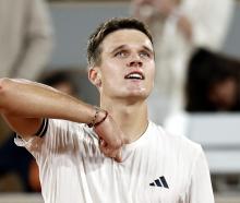 Jakub Mensik celebrates winning his quarter final match against Joao Fonseca. Photo: Reuters 