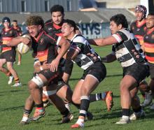 Action from today's premier club rugby match between Southern and Zingari at Bathgate Park. Photo...