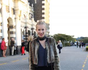 Jessica-Belle wears jacket by Kate Sylvester, Lucy Mitchell top, pants by Turet Knuefermann,...