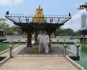 Deborah and Peter Heron at Seema Malakaya Temple. Photo: Deborah Heron