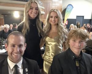 Top para-athlete Adam Hall (left), with Charlie Andrews, top junior sportswoman Ruby Andrews, and...