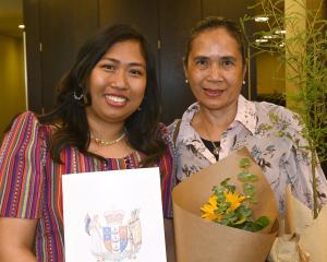 New citizen Anna Mae Requierme (Philippines), of Dunedin, and her mother Annabel McLenaghen, of...