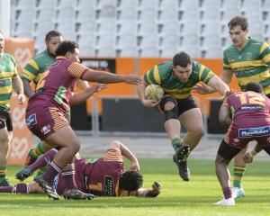 Action from today's premier club rugby match between Green Island and Alhambra-Union at Forsyth...