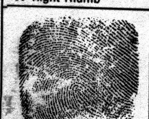 A thumbprint from Robin Bain, taken shortly after his death.  Photo from NZ Police.