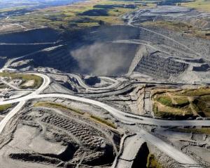 An aerial photo of Macraes mine.