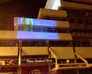 An image of Dunedin mayoral candidate Hilary Calvert appears on the side of the Dunedin City...