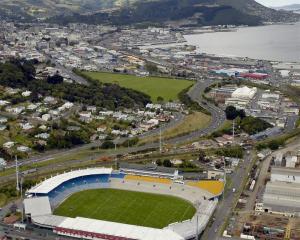 Carisbrook from the air and the car park at right. Photo by Craig Baxter.