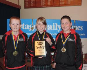 Ashburton Borough School 1 team members (from left) Ben Nordquist (10), Leah Ford (10) and Harry...