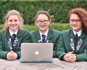 Columba College pupils (from left) Ryely Burtenshaw-Day, Gabrielle Magnuson and Aicha Wijland...