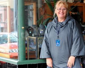 Cruise ship passenger Sue Hansen, of Queensland, in Port Chalmers yesterday.