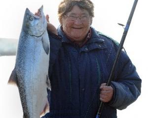 Denise Lukey, of Westport, with her first salmon in five years, a 6kg specimen landed off the...