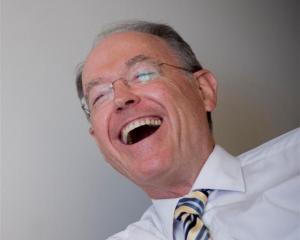 Don Brash has a laugh while being interviewed in his apartment in Newton yesterday. Photo by <i...
