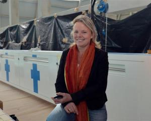 Dunedin City Council aquatic services manager Paulien Leijnse checks out  the new bulkhead at...