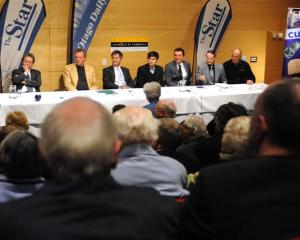 Dunedin mayoral candidates (from left) Mayor Peter Chin, Lee Vandervis, Cr Dave Cull, Aaron...