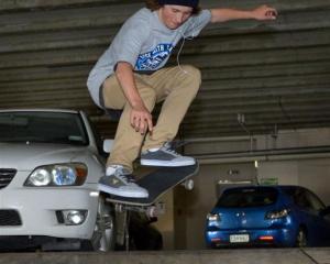 Dunedin skateboarder Patrick  Wybrow practises in downtown Dunedin  before competing at a rooftop...