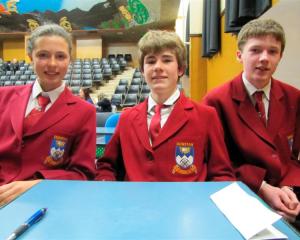 Dunstan High School pupils India O'Donnell-Fluit (13), Harry Johnston (13) and James Moore (14)...