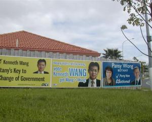 Election campaign signs in the Botany electorate in Auckland. Photo by Dene Mackenzie.