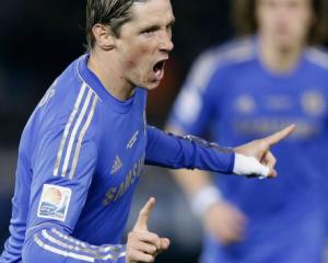 Fernando Torres of Chelsea celebrates after scoring a goal against Monterrey during their Club...