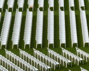 Seats fill the turf at Forsyth Barr Stadium. Photo by Gerard O'Brien.