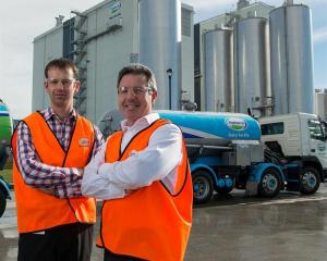 Fonterra's Canterbury operations manager Richard Gray (left)  and director logistics network...