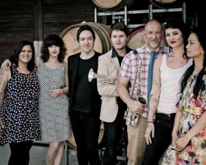 From left, Anika Moa, with Julia Deans and Jon Toogood, both of the Adults, plus Toby Laing and...