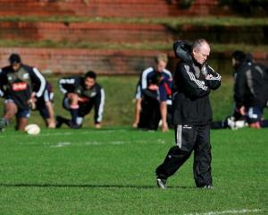 Graham Henry during All Blacks' training in Wellington earlier this week. Photo by NZPA.