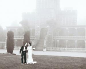 Gregg and Rebecca Dowling married at Larnach Castle last year. MCROBIE STUDIOS.