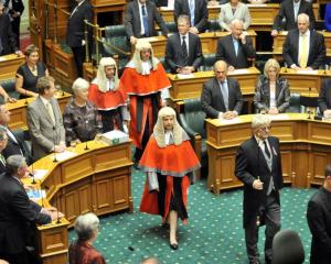 High Court Justice Dame Sian Elias arrives to begin the commissioning of Parliament yesterday....