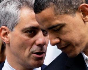 In this June 6, 2008, file photo Rep. Rahm Emanuel, D-Ill., left, huddles with then-Democratic...