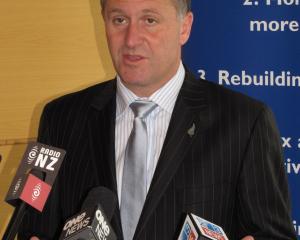 John Key answers questions in Queenstown today. Photo by James Beech