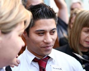 Chris Kahui and lawyer Lorraine Smith face the Media outside the Auckland High Court after Kahui...