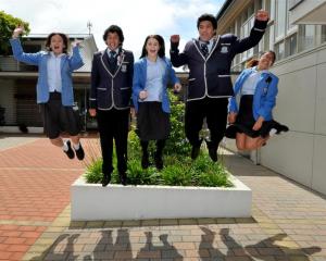 King's and Queen's High School pupils (from left) Tayla McLay (17), Taraia Donnelly (17), Sari...