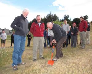 LandSAR Wanaka members (from left) Phil Melchior, chairman Paul Marshall and Roy Bailey turn the...