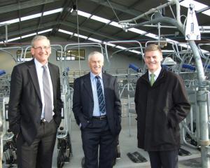 Lincoln University chancellor Tom Lambie (left), Telford Farm Board chairman Mike Elliot  and...