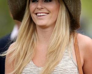 Lindsey Vonn attends the first round of the 2013 Masters Tournament at Augusta National in...