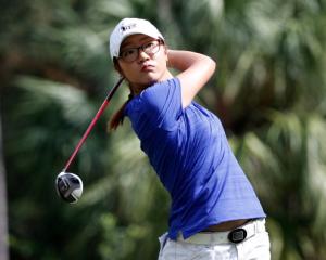 Lydia Ko plays a shot on the 8th hole. Photo Getty Images