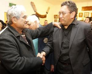 Mana party leader Hone Harawira thanks his supporters at Mahimara marae in Awanui, after winning...