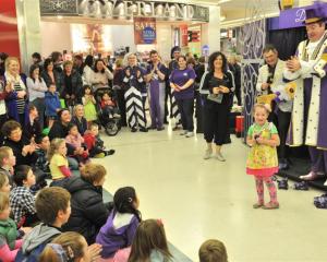 Molly-Jane Gallagher (4), of Dunedin, delights in her chocolate prize from the Joyville Mayor at...