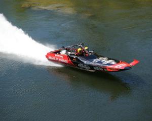 New Zealand marathon champion John Derry's jet-turbine-powered jet-boat, which will make history...