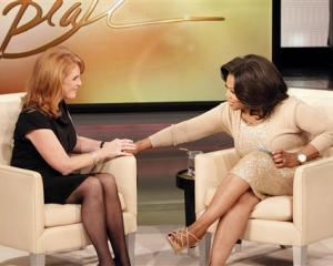 Oprah Winfrey (right) talks with Sarah Ferguson, the Duchess of York, during taping of "The Oprah...