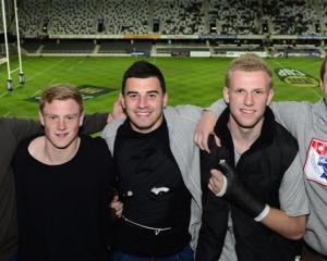 Otago Boys' High School players in the New Zealand secondary schools rugby teams at the Forsyth...
