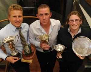 Otago cricket award winners (from left) Neil Wagner, Craig Cumming and Tanya Morrison with their...