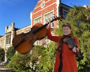 Otago Girls' High School principal Linda Miller celebrates in front of an area (to the right)...