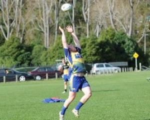 Otago loose forward Gareth Evans prepares to catch a ball at training at Logan Park this week....