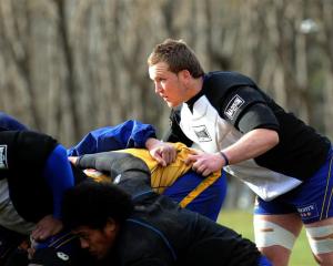 Otago loose forward Gareth Evans training at the University Oval yesterday. Photo by Peter McIntosh.