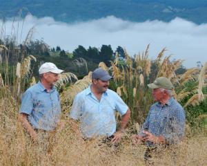 Otago Natural History Trust chairman Neville Peat  (left), Department of Conservation director...