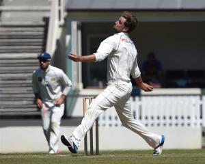 Otago Volts bowler Sam Wells prepares to send down a delivery during his team’s Plunket Shield...