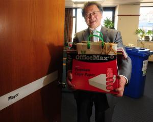 Outgoing Dunedin Mayor Peter Chin clears out the mayoral office for the arrival of his successor,...
