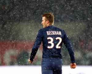 Paris Saint-Germain's David Beckham watches the action during their French Ligue 1 match against...